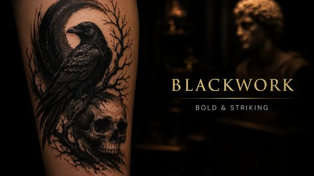 Blackwork tattoo on a forearm, by a Puerto Vallarta tattoo artist