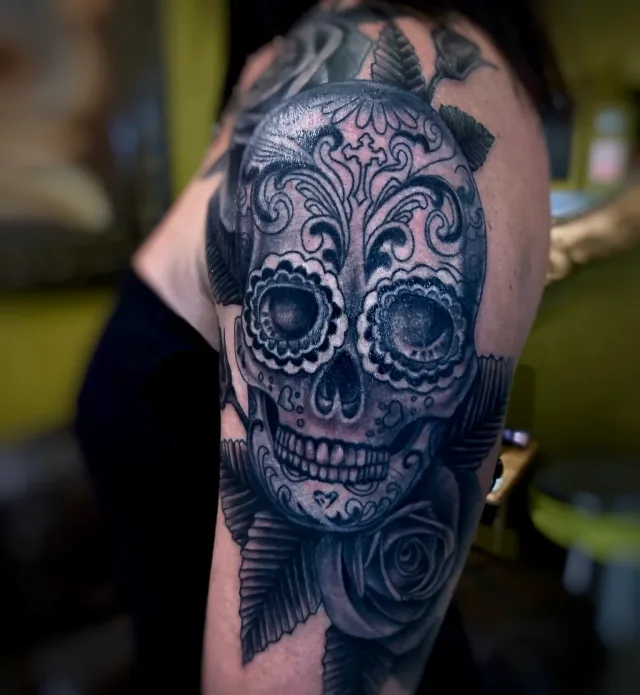 Fine Line tattoo by Kiki Guerrero at Vallarta Ink, Puerto Vallarta