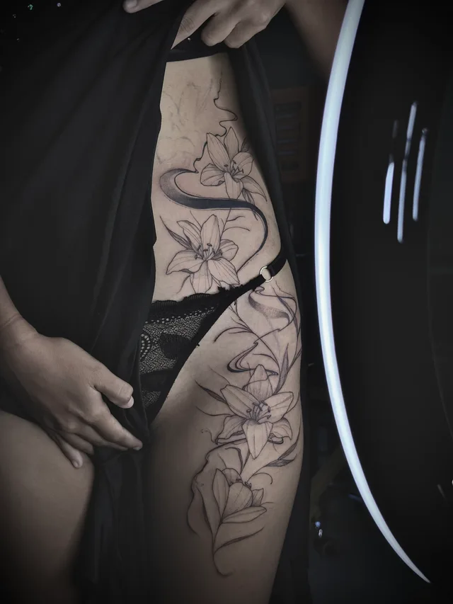 Fine Line tattoo by Christopher Gutierrez, Puerto Vallarta