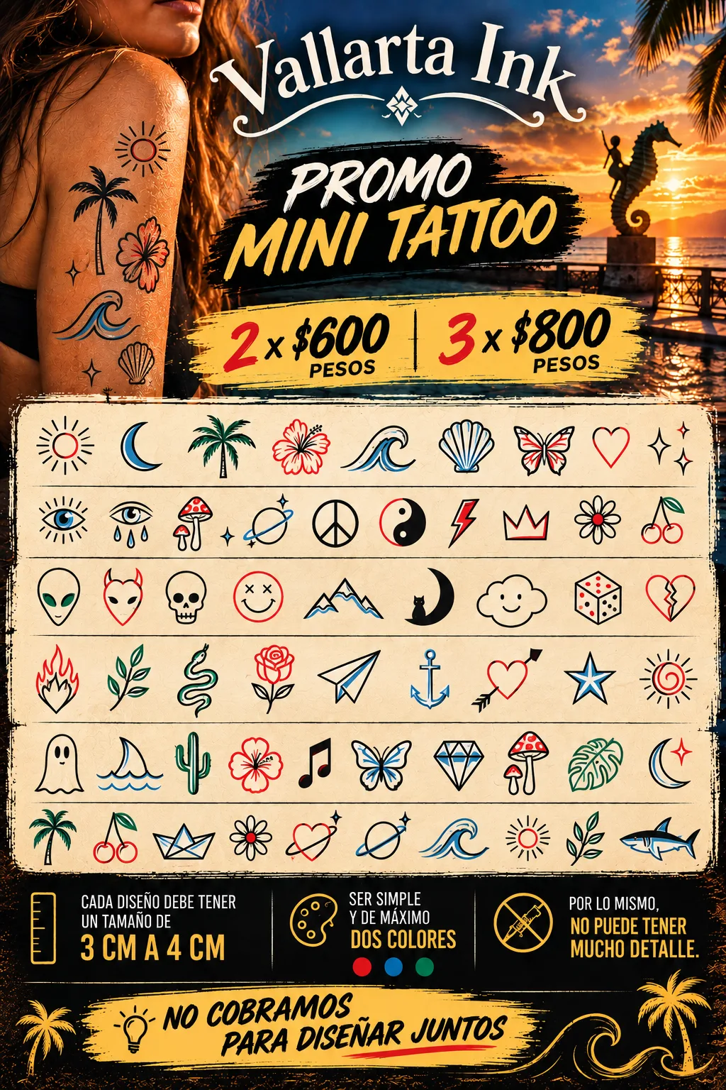 2-3 mini Tattoo promo 6-800 pesos